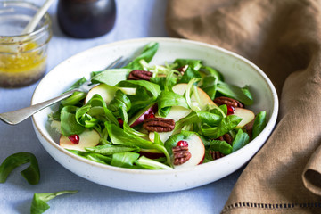 Mâche with Apple and Pomegranate salad