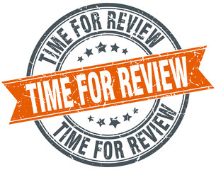 time for review round orange grungy vintage isolated stamp