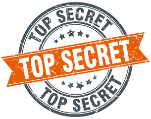 top secret round orange grungy vintage isolated stamp