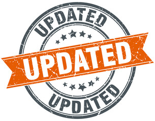 updated round orange grungy vintage isolated stamp