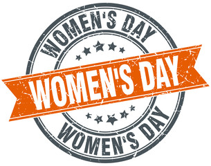 women's day round orange grungy vintage isolated stamp