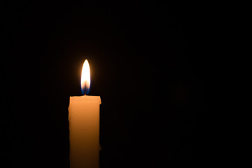 Single White Candle at Night