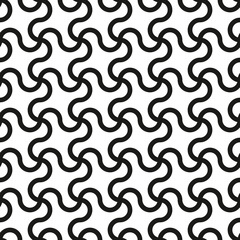 Seamless Abstract Swirl Shapes Black and White Pattern