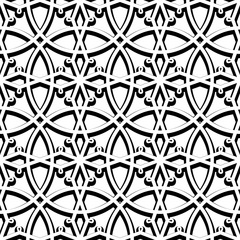 Black and white lace ornament, seamless pattern