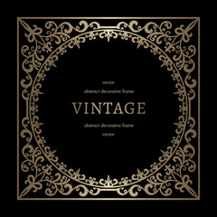 Vintage gold square frame on black