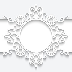 Ornamental white paper label