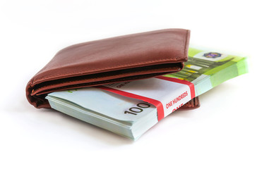 Purse with a wad of money