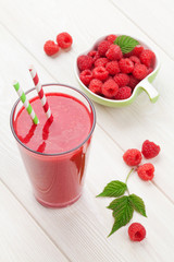 Raspberry smoothie and berries