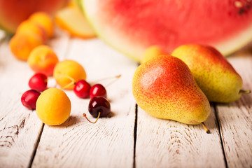 Two pears and other fruits