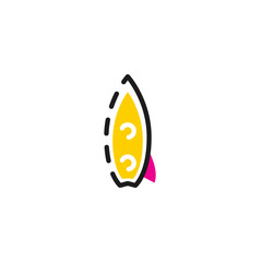 Color line icon for flat design. Surf board