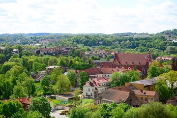 Fototapeta na wymiar View from Gediminas castle to the old Vilnius