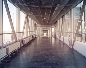 Hallway in Building with glass - flare effect
