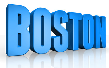 3D Boston text on white background