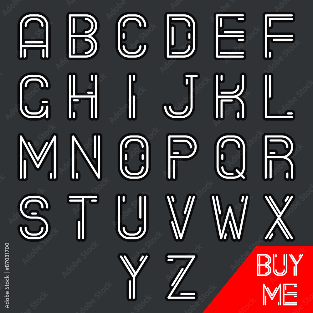 Fototapete simple line hipster geek abstract retro alphabet a to z minimal