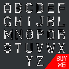 Simple Line Hipster Geek Abstract Retro Alphabet A to Z Minimal