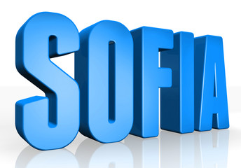 3D Sofia text on white background