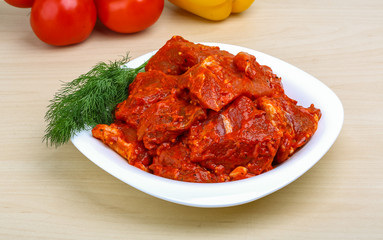 Raw marinated meat for bbq