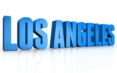 3D Los Angeles text on white background