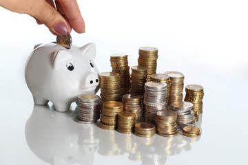 Münzen, Sparschwein, Geld