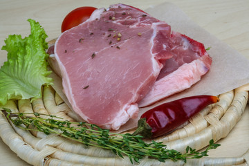 Raw pork steak
