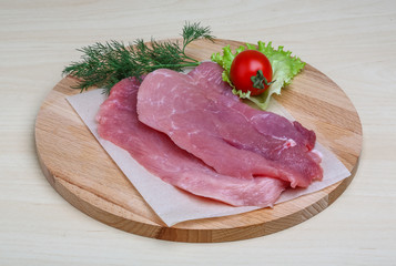 Raw pork schnitzel