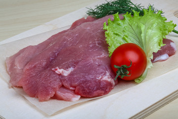 Raw pork schnitzel
