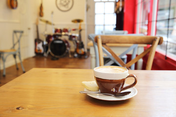 coffee on wood background