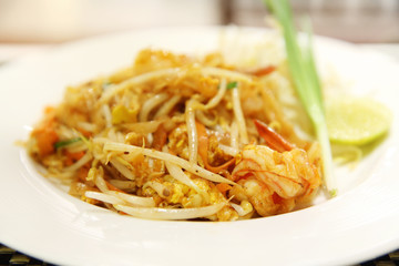 Thai food padthai fried noodle with shrimp