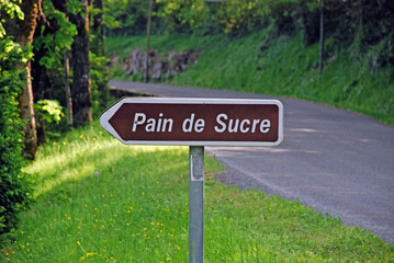 Direction sign to Pain de Sucre in Bugey region