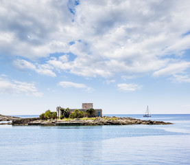 Fort Mamula in Kotor bay view from the sea