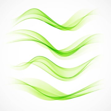 Set of green wave. Vector illustration