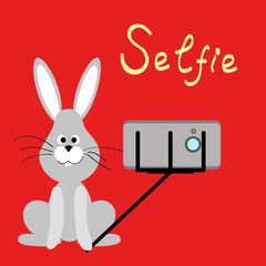 Pets selfie. Funny animals on a colored background. Vector