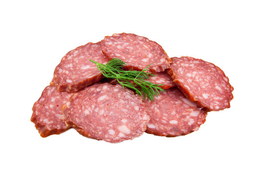 slices of salami isolated