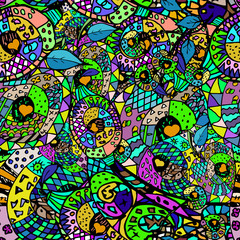 Zentangle colorful seamless pattern