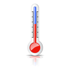 Thermometer on a white background, with shadow and reflection. Isolated. Vector Image.