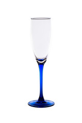 Empty wine glass with blue stem