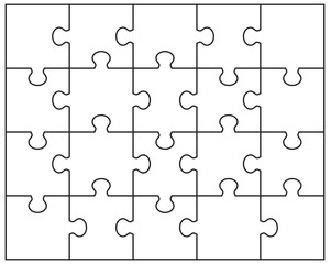 Vector Illustration of white puzzle, separate pieces