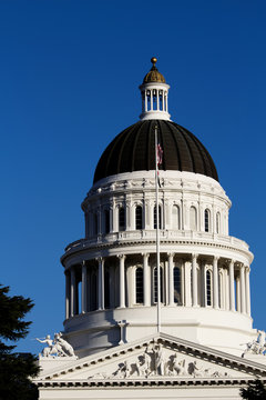 California State Capitol Building Dome Against Blue Sky