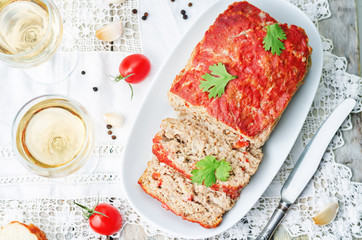 meatloaf with onion, pepper and garlic