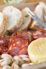 cheese with smoked sausage and bread