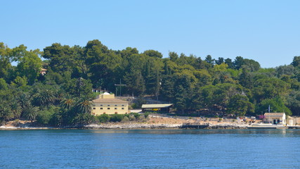 Naklejka premium Vido island at Corfu Greece, look from the boat