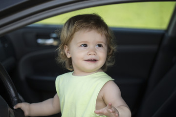 Small funny driver in car