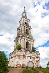 Fototapeta na wymiar The bell tower of St. Nicholas Cathedral on island. From beach