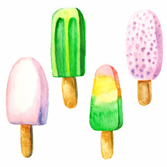 watercolor lollipops. ice cream set.