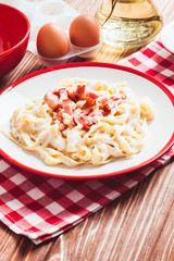 Pasta tagliatelle carbonara