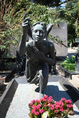 Italy, Milan. Gravestone at Cimitero Monumentale, an Angel