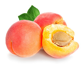 Apricots isolated on a white background.