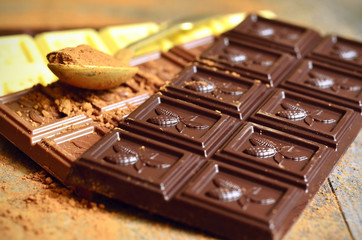 Bars of chocolate.