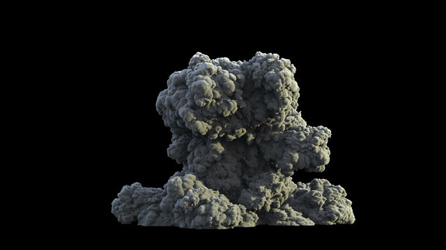 super dense smoke explosion, shockwave effect isolated on black background