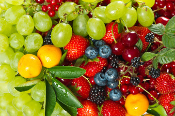 Fresh fruits and berries. Food ingredients. Healthy nutrition